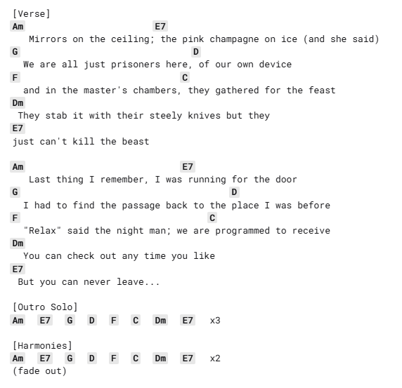 آموزش قدمبهقدم نواختن Hotel California-The Eagles با گیتار 3 آکورد گیتار آهنگ هتل کالیفرنیا chords